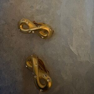 Nina Ricci gold plates crystal clip on earrings